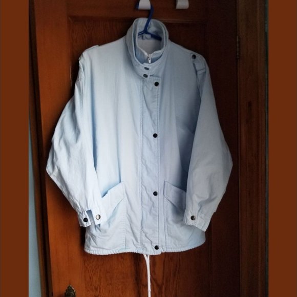 Rare, vintage 80s, pale blue, cotton jacket, epaulets, pockets, from England - Picture 1 of 8